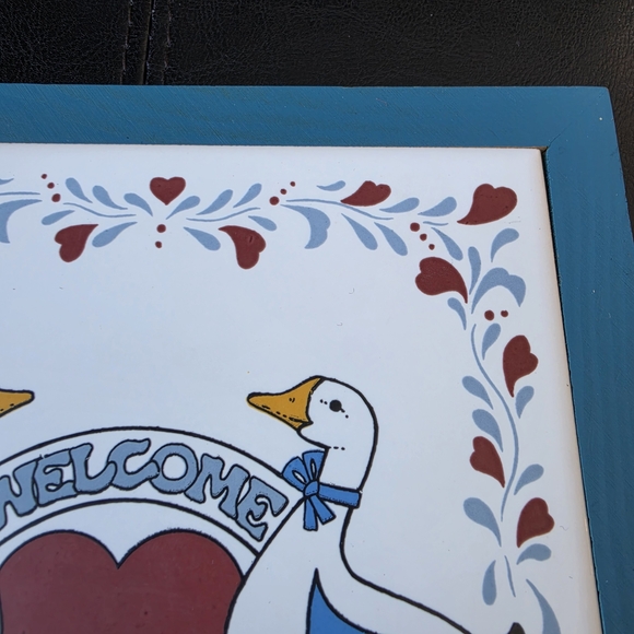 Welcome Friends Duck Wall Tile - Blue Frame - Picture 3 of 10
